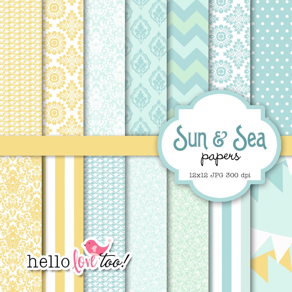 INSTANT DOWNLOAD sun and sea digital papers