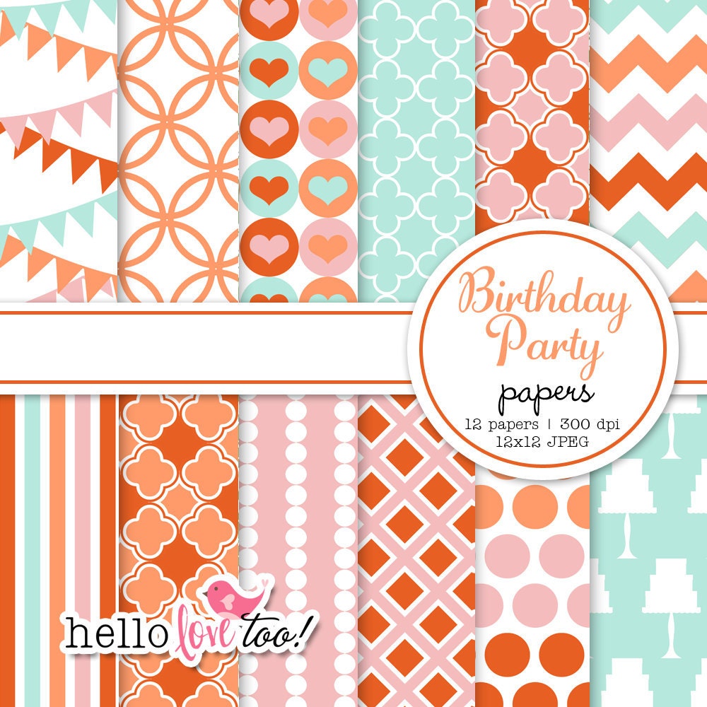 INSTANT DOWNLOAD Birthday Party digital paper pack