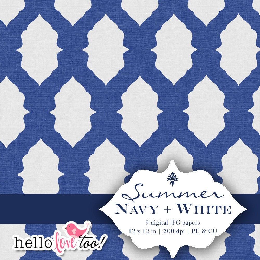 INSTANT DOWNLOAD navy and white digital paper