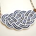 SALE 20% OFF - Big Sailor's Knot Necklace - white and navy satin cords - nautical style