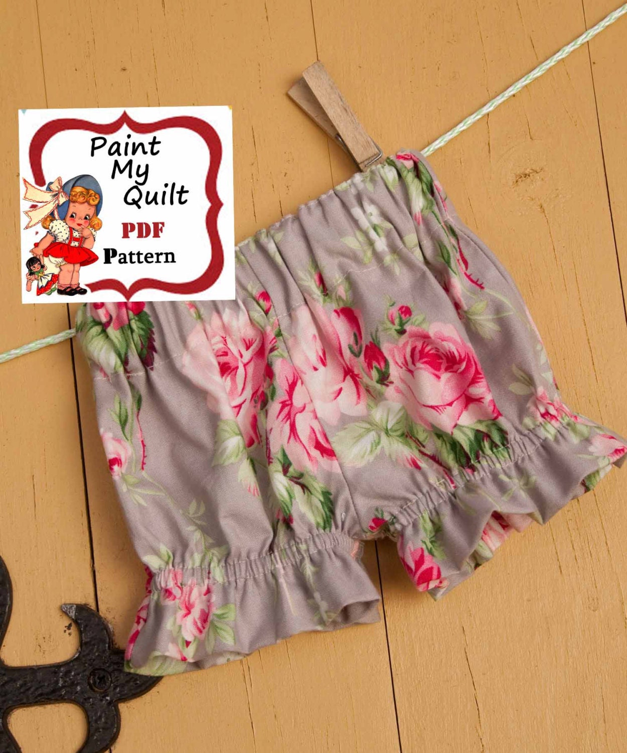 INSTANT DOWNLOAD Bloomer Pants Pattern PDF , Bloomer Patter  Pants Pattern Easy Sewing Tutorial sizes 3ths  to 5 years "Bree''s Bloomers"
