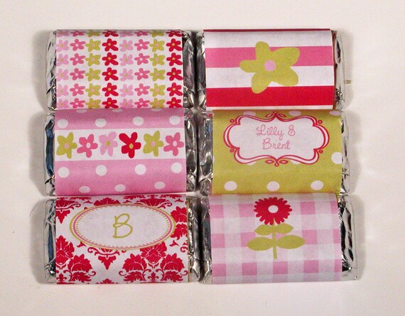 Printable Pink & Green Daisy Party MIni Candy Bar Wrappers Il_570xn