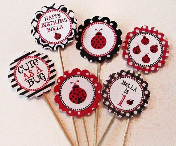 Ladybug Party Printable Cupcake Toppers/Party Circles Il_570xn