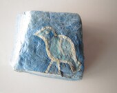 Little blue bird - hand painted stone