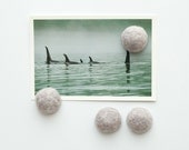 Fridge Felt Magnets Gray Wool, Set of 4