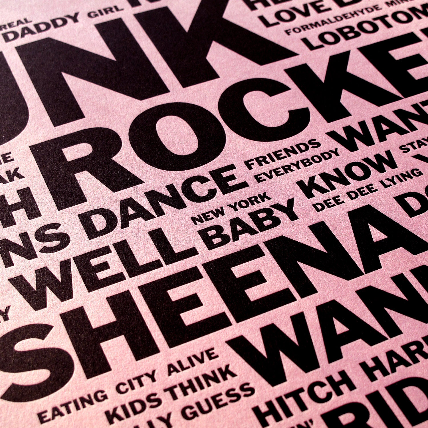 The Ramones - Rocket To Russia Distilled. Limited Edition A3 Letterpress Punk Art Print.