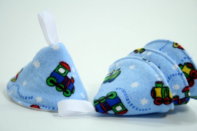 Pee Pee Tee Pees for Baby Boys - Trains on Blue - Set of 4