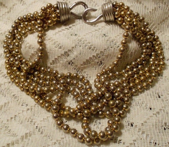 Vintage Givenchy Multi Strand Silver Tone Beaded Choker Necklace