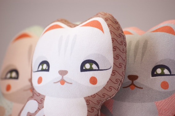 Plush Cat Fabric Doll // Art Toy Mozzarella Kitten