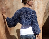 Melia - Luxuriously Soft Fuzzy Blue Shrug By Eva Bella
