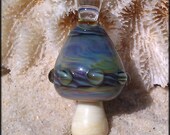 Psychadelic Mushroom Glass Pendant Handmade Lampwork Shroom Necklace SRA