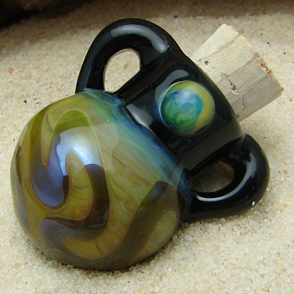 Hand Blown Perfume Bottle Pendant OOAK Glass Vessel for Aromatherapy and Scented Oil