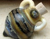 Glass Lampwork Vessel Pendant Hand Blown Corked Bottle For Essential Oils, Aromatherapy Oils, and Perfume
