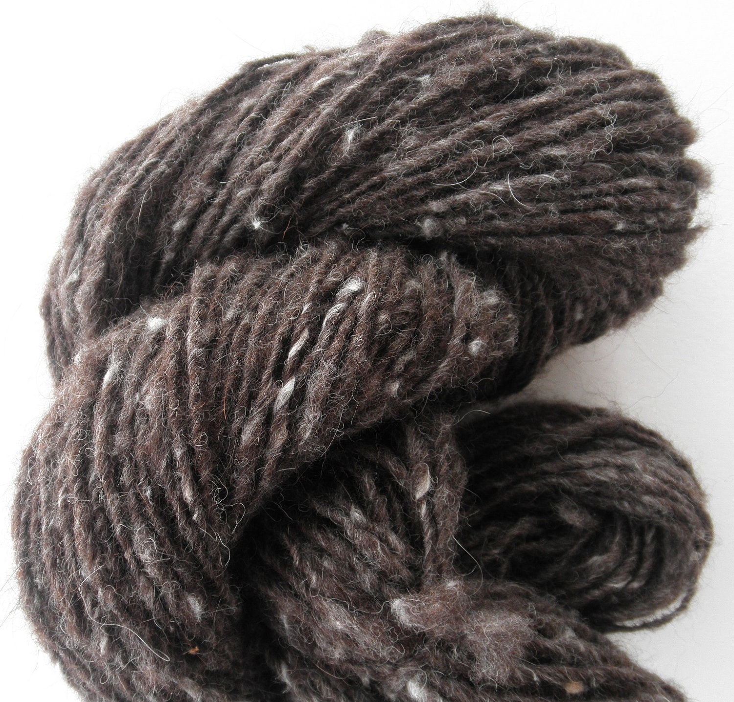 Handspun Yarn "Oreos" Single Ply Romney Lambswool/Angora/Llama