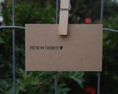 You're My Favorite / Set of 4 Simple, Modern, Kraft, Small Cards