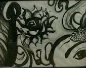 Koi - India ink - original - brushed