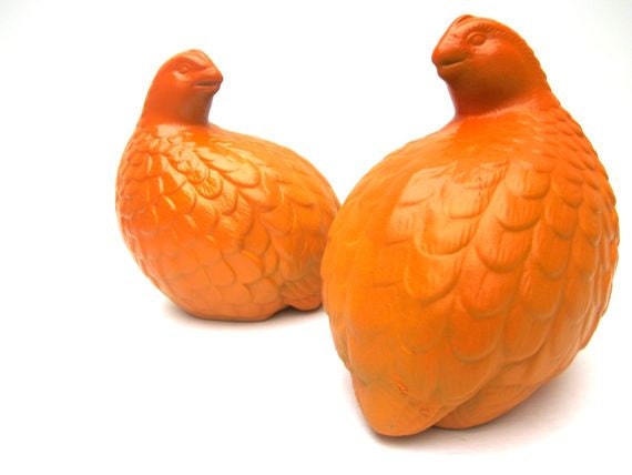 Autumn Orange Quails Birds