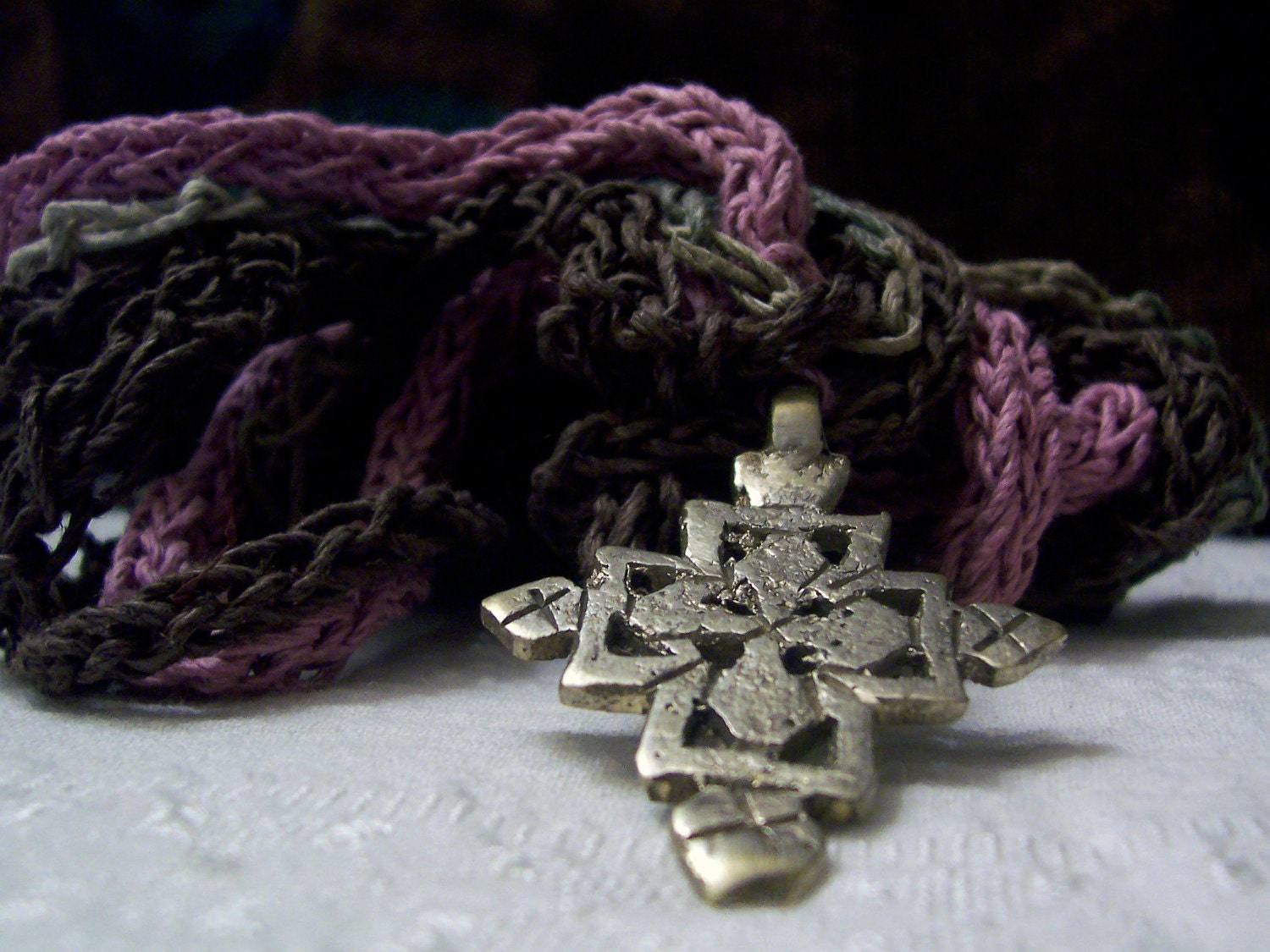 Rasta Gear Ethiopian Coptic Cross on Hemp Infinity Necklace