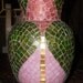 Byzantine glass mosaic vase, pink , green and 24k gold venetian glass, romantic lighting tea light holder