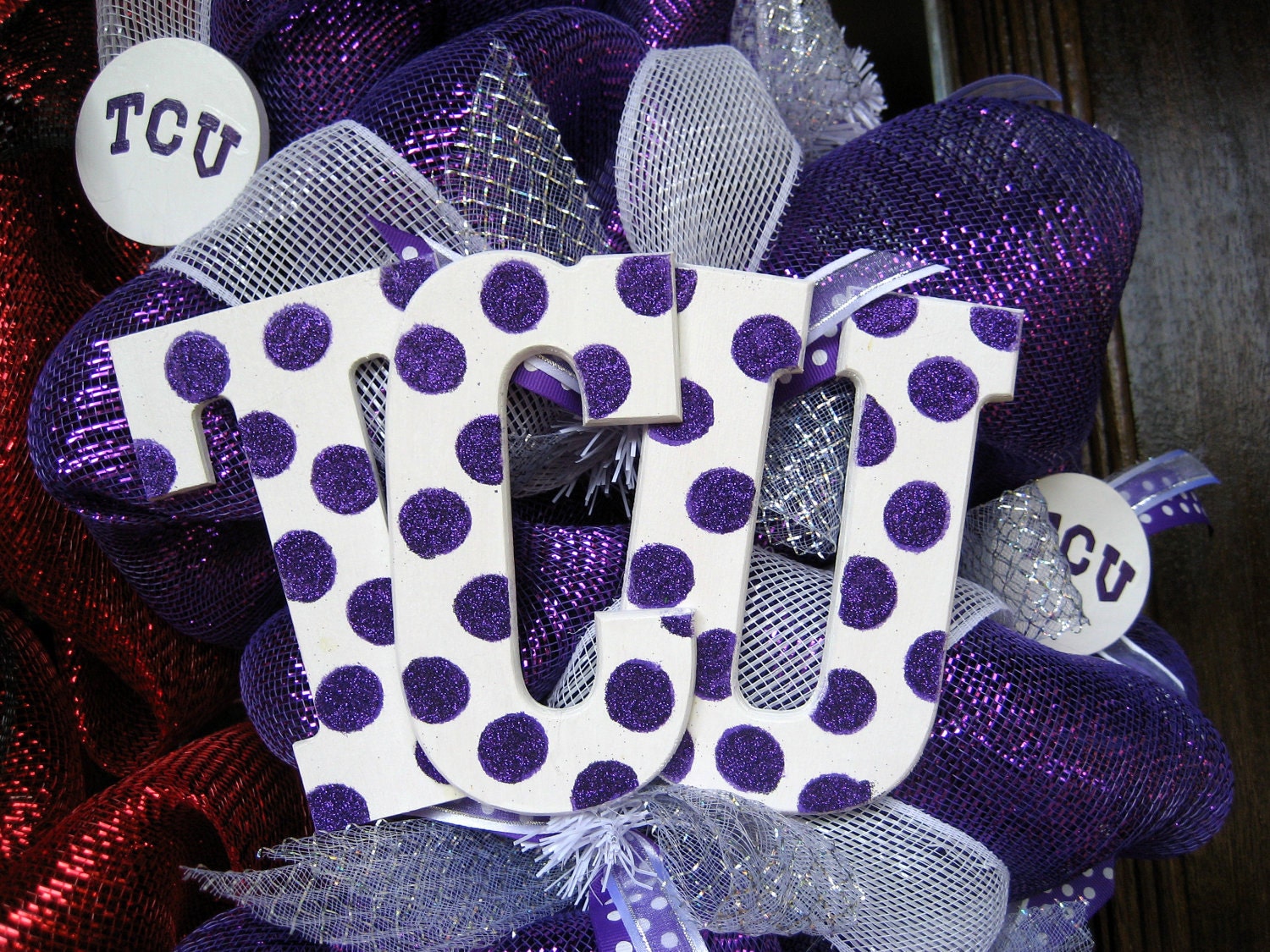 Deco Mesh House Divided TCU/TEXAS TECH Wreath