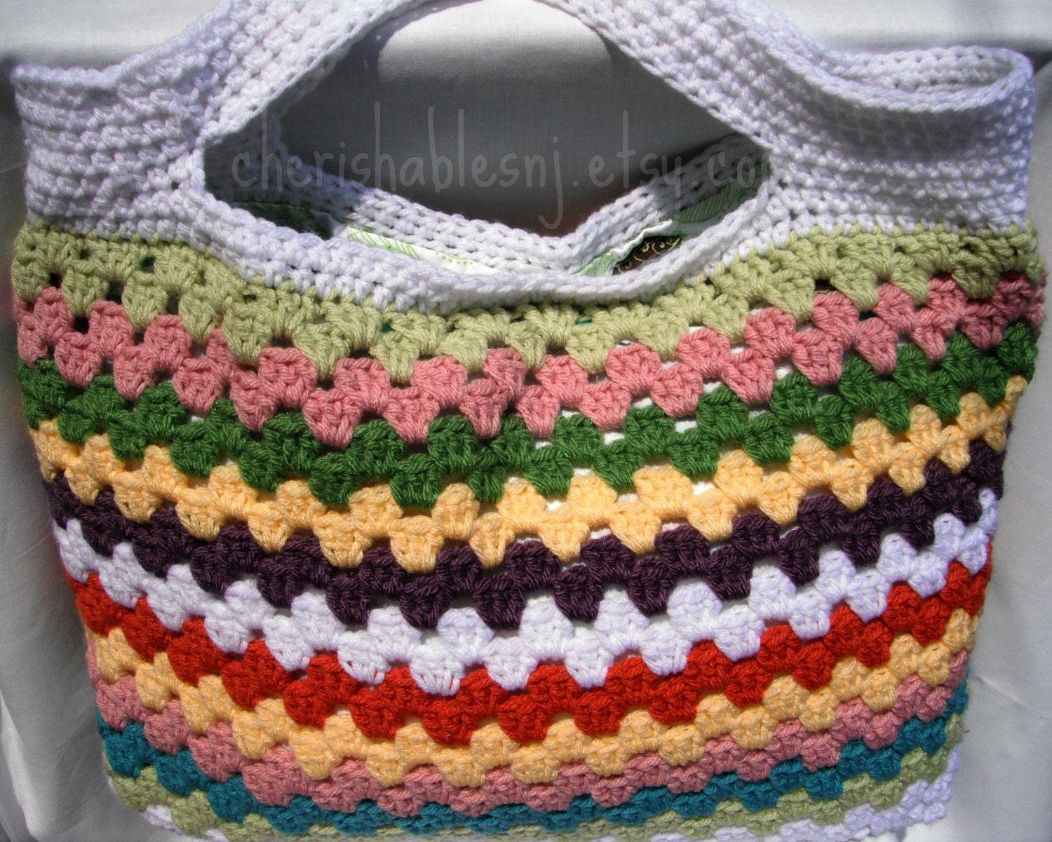 Cotton Crochet Purse - BOHO - Colorful Summer Stripe - 100% Handmade - OOAK - Made to Order