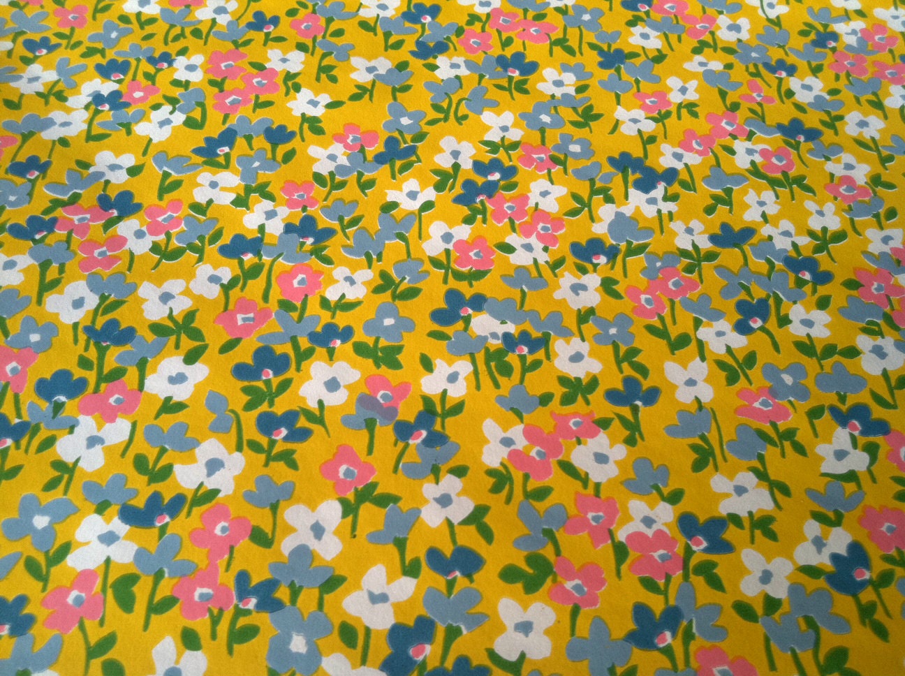 Vintage 1970s Wallpaper- LIttle Flowers in Yellow by Schumacher- sold by the yard