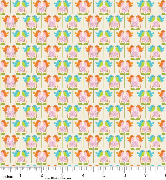 Happier by Deena Rutter for Riley Blake, Birds White SKU C5504, 1 yd