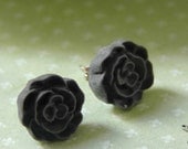 SALE Retro Ruffle Rose Post Earrings : Grey