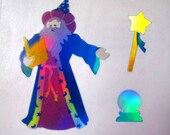 Rare Vintage Mrs Grossman Silver Reflective Mylar Wizard Clairvoyant Sorcerer Crystal Ball Oracle Mystic Magician Psychic Sticker 80's