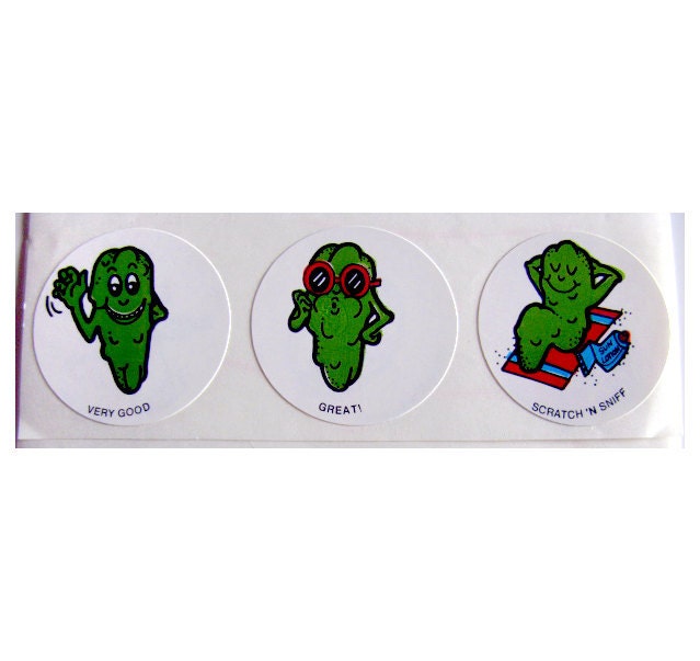 Vintage CTP Scratch and Sniff Pickle Stickers 80's
