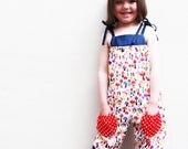 Toadstool print little girls romper- dungaree