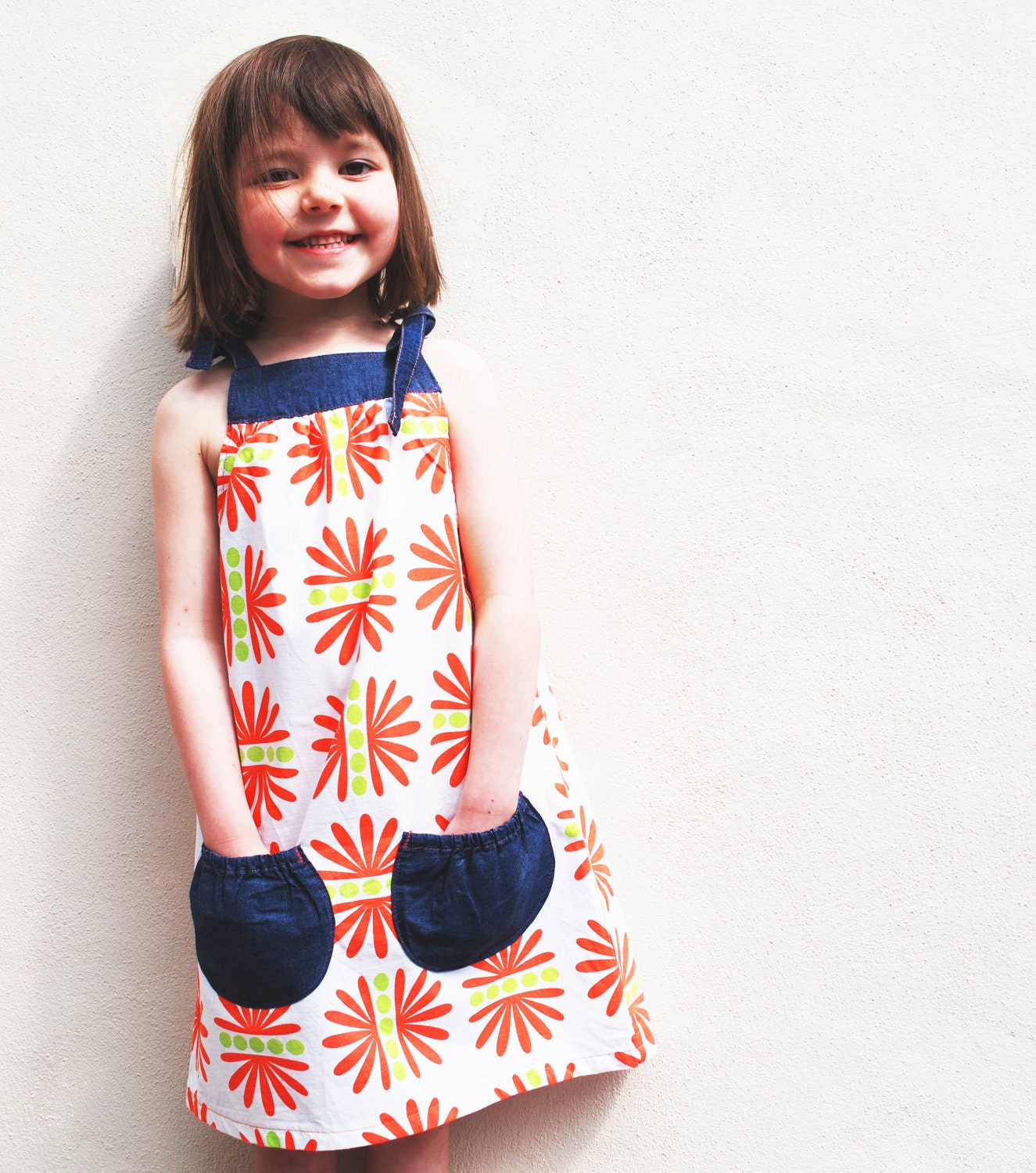 Girls beach sun dress Stockholm print