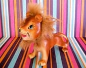 Vintage Kitsch Adorable Lion Figurine With Fur