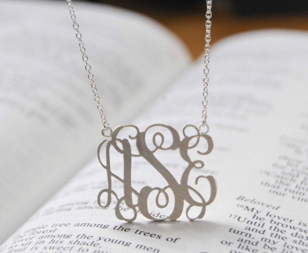 Monogram Necklace 1inch Personalized Initial Pendant