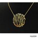 Gold Monogram Necklace- 1" initial necklace- Gold pendant Hand sketch&Hand Craft