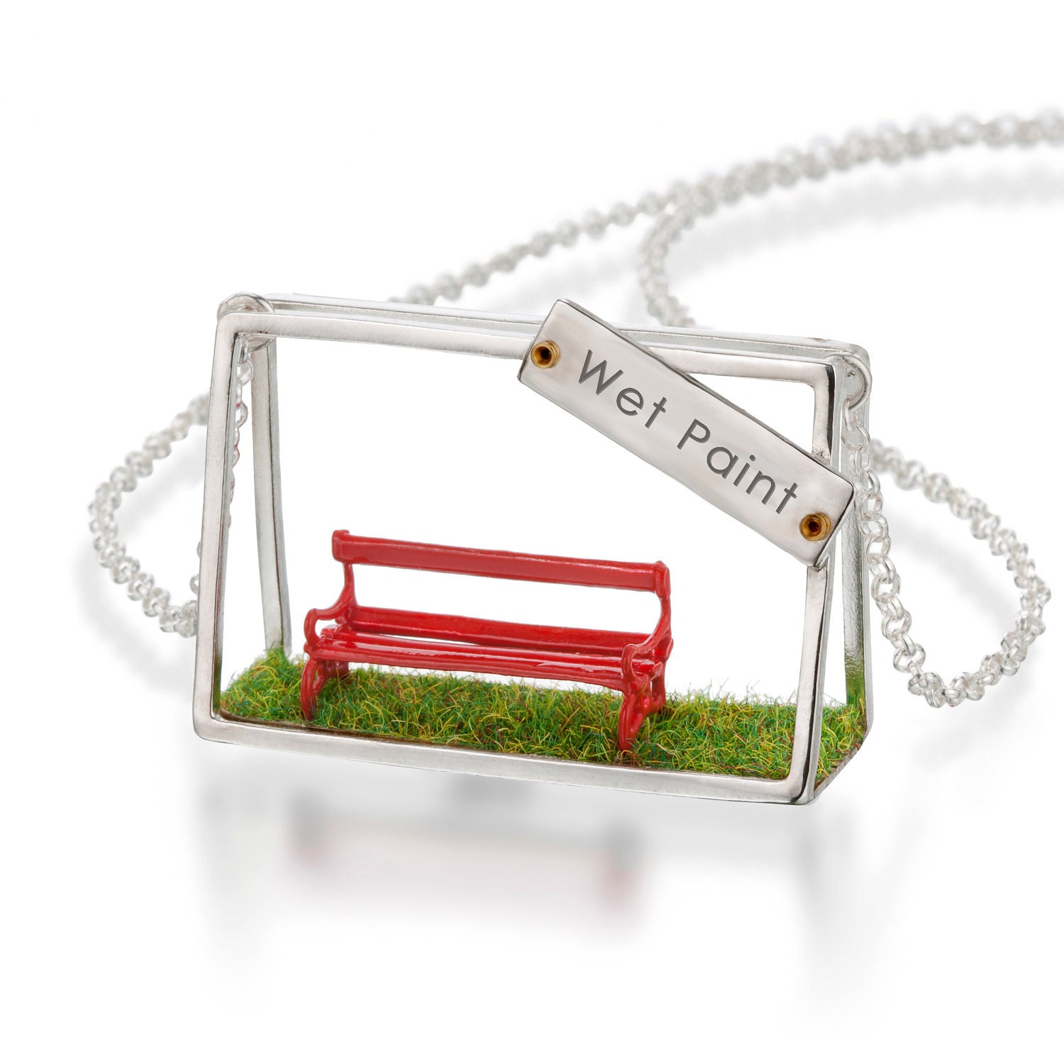 Silver necklace - "wet paint"