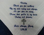 Gift for Father of the Bride Personalized White Embroidered Wedding Handkerchief
