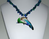 Dolphin, Lapis Lazuli & Malachite Handmade Necklace   - Free Gift Wrap