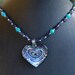 Turquoise and Dumortierite Handmade Necklace with Cobalt and Silver Glass Heart