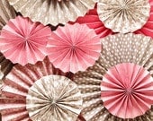 Romantic Pink & Brown Vintage Wedding Ka-Lollie Paper Rosette Backdrop for Dessert Table / Shower/ Nursery