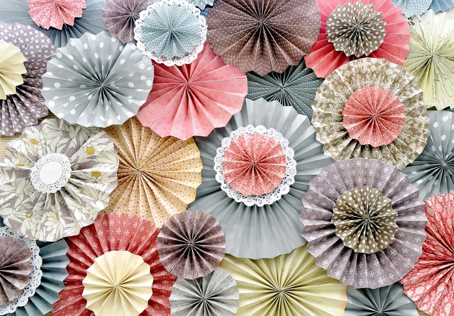 Pink, Purple, Gray, Ivory and Brown Ka-Lollie Paper Rosette Backdrop / Wedding/ Shower/ Nursery (as featured on party blogs)