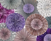 Purple, Plum & Silver (with White/Beige as accent) Ka-Lollie Paper Rosette Backdrop for Wedding /Shower/ Nursery/ Party