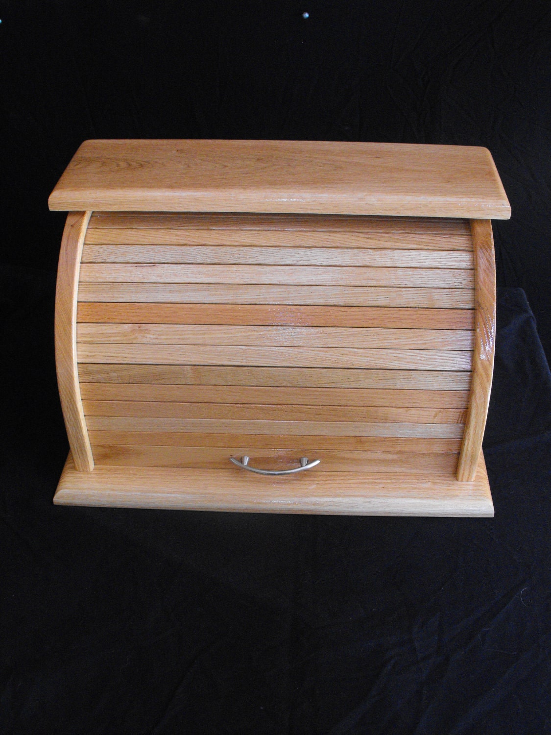 oak roll top bread box
