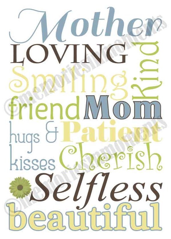 Mother's Day Subway Art Kiwi and Blue 5x7