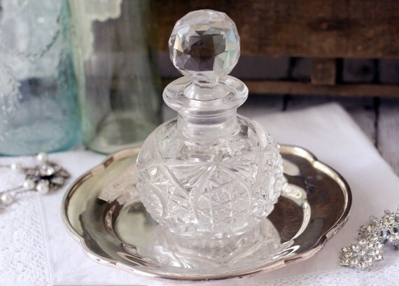 Vintage Cut Glass Vanity Decanter Bottle