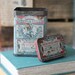 Antique French Tin - Malted Flour Tin - Teal and Pink - Very old and Rare - circa 1900's