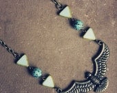 gizelle.  a tribal inspired statement bird necklace.