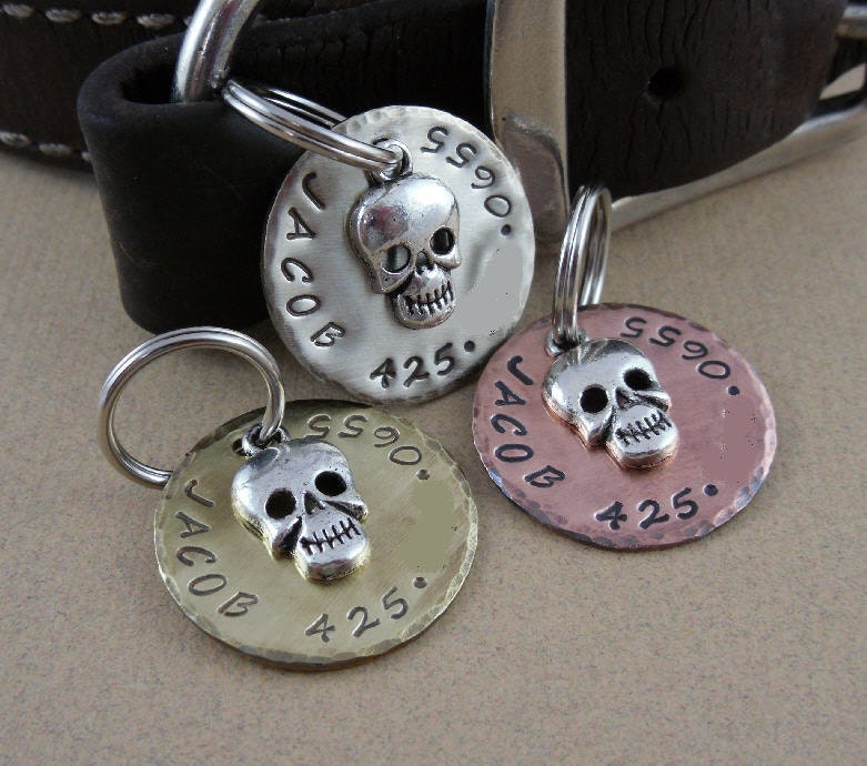 Pet ID Tag - Silver Skull Dog Tag