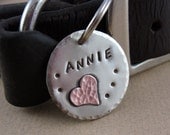 Pet ID Tag - Nickel Silver with Copper Heart Dog Tag