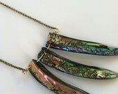 Abalone Spike Pendant Necklace on Brass Chain
